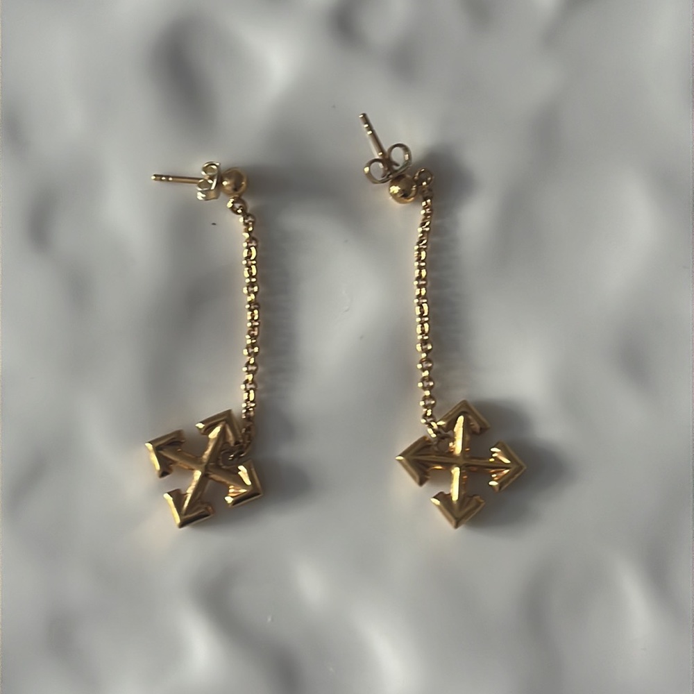 Off-White authentic gold drop earrings